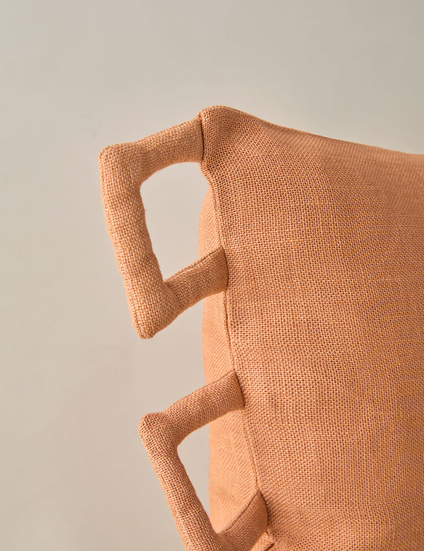 #color::burnt-orange | Close up of the Sofia modern linen throw pillow.