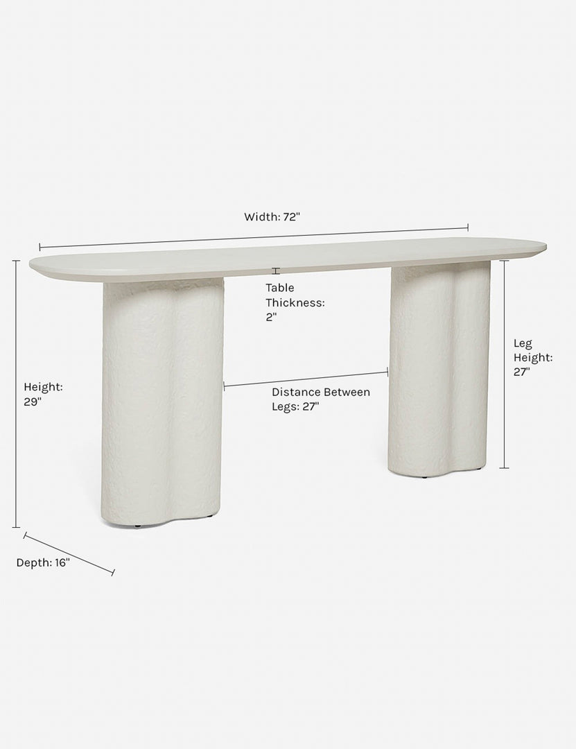 | Dimensions on the Tatia Console Table