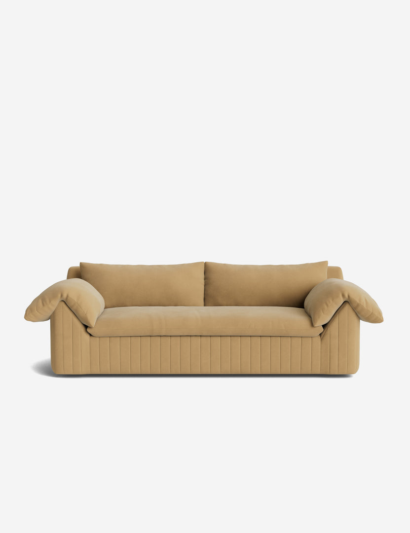 #color::brie-classic-velvet #size::97.5-w | Yucca relaxed profile wide arm sofa by Carly Cushnie.