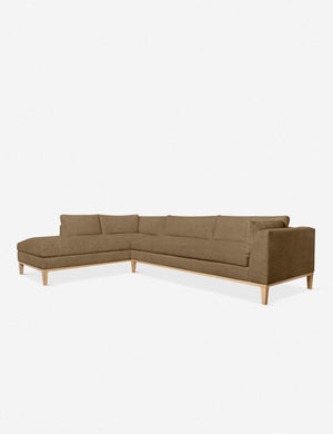 Angled view of the Charleston pebble left-facing sectional sofa