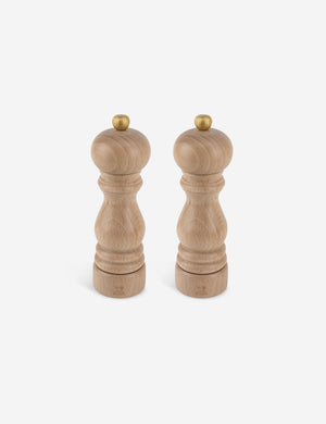 Paris Adjustable Beachwood Salt + Pepper Mill Set by Peugeot Saveurs