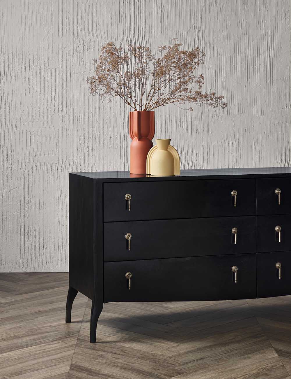 Black on sale wood dresser