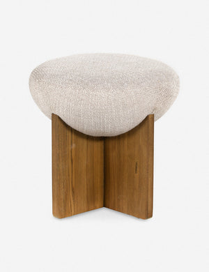 Linen Oval Stool Ottoman Footstool with Wooden Legs – Living and Home