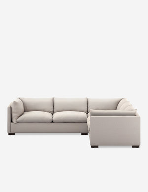 Side profile of the Tyler modern corner sectional sofa in gray.