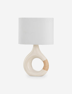 Dano round sculptural mixed-material table lamp.