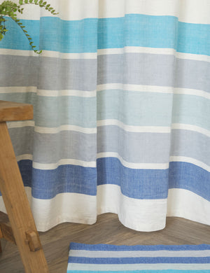 Cotton Bath Towel With Blue Stripes - Bolé Road Textiles