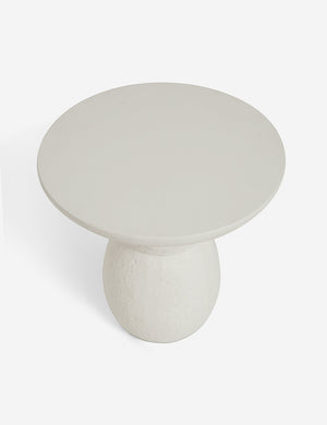 Downward view of the Clouded White Round Side Table