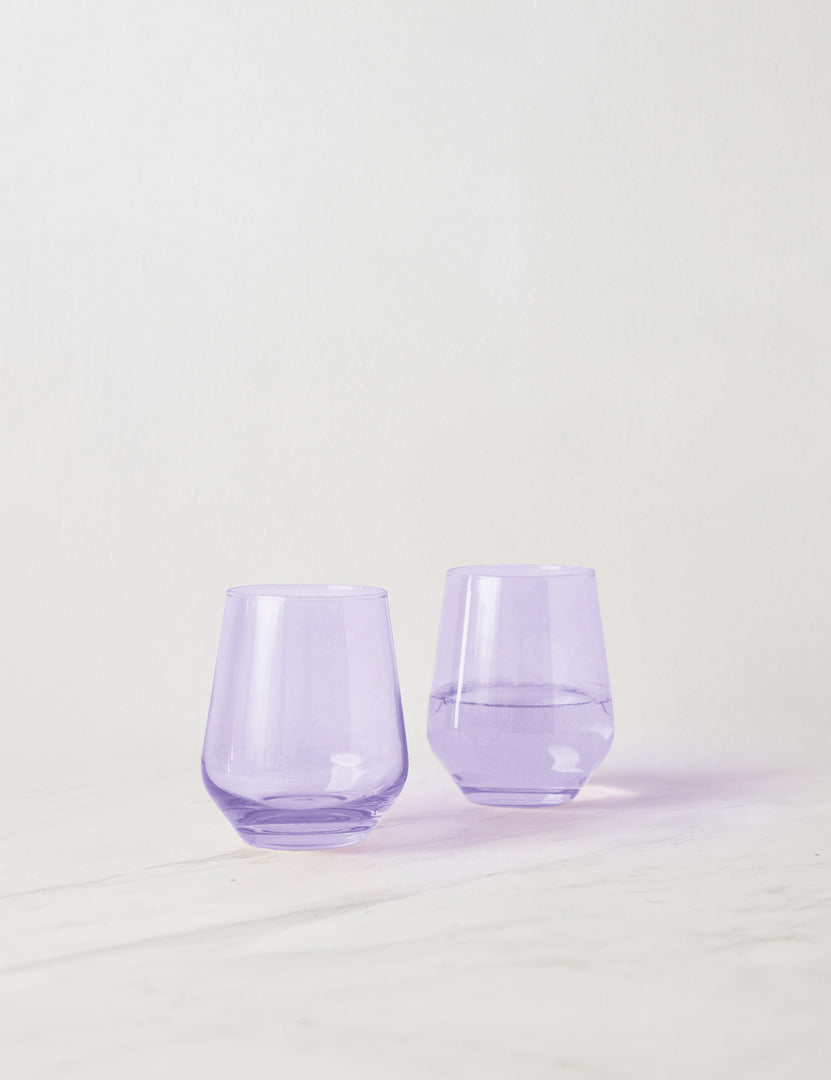 Estelle Colored Stemless Wine Glasses in Lavender - Set of 2