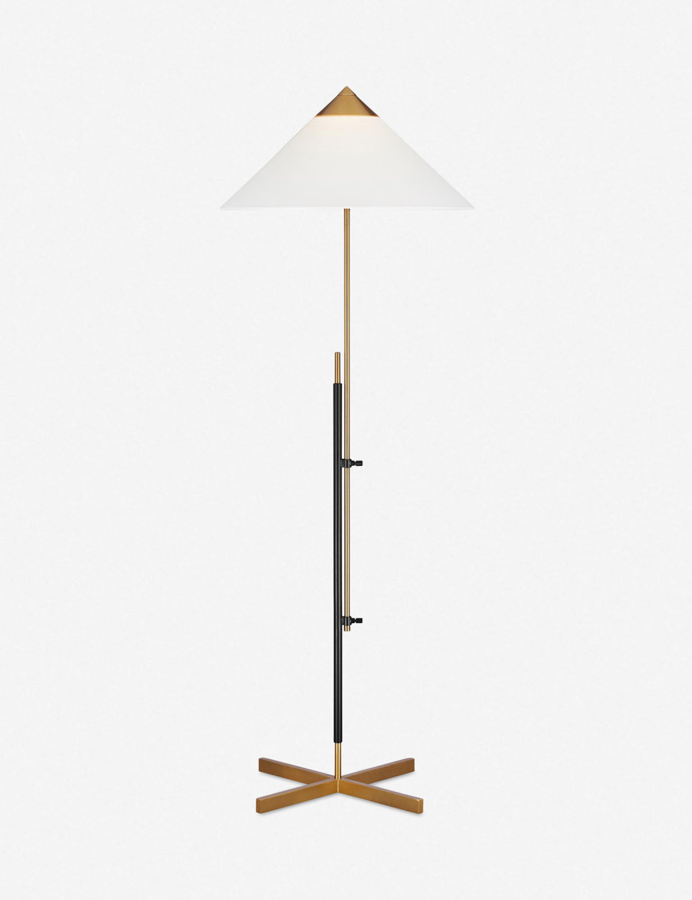 Adjustable Franklin Pharmacy Floor Lamp in Burnished Brass and Deep Bronze