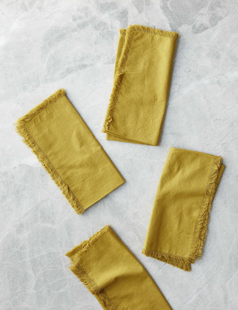 Hawkins New York Simple Stonewashed Linen Napkins, Set of 4 - Mustard
