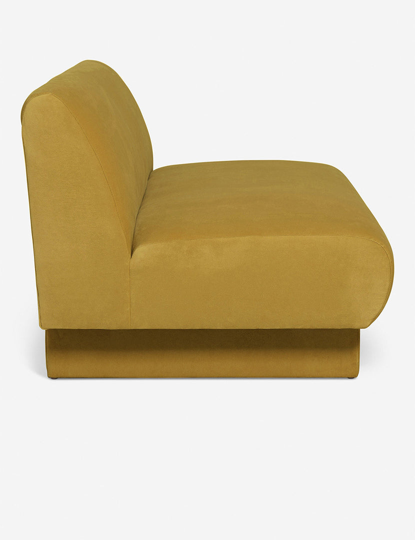 #color::Goldenrod-Velvet | Side of the Lena Goldenrod Velvet armless sofa