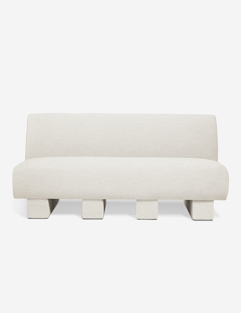 #color::Natural-Linen | Lena Natural Linen armless upholstered sofa with beam legs by Sarah Sherman Samuel