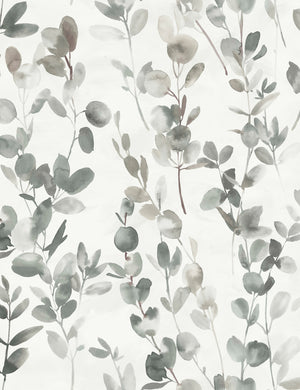 Joyful Eucalyptus Wallpaper by Candice Olson, Gray Swatch