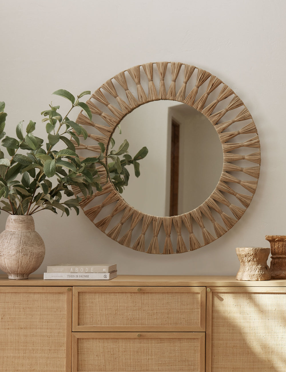 Ricki Round Bamboo Framed Wall Mirror