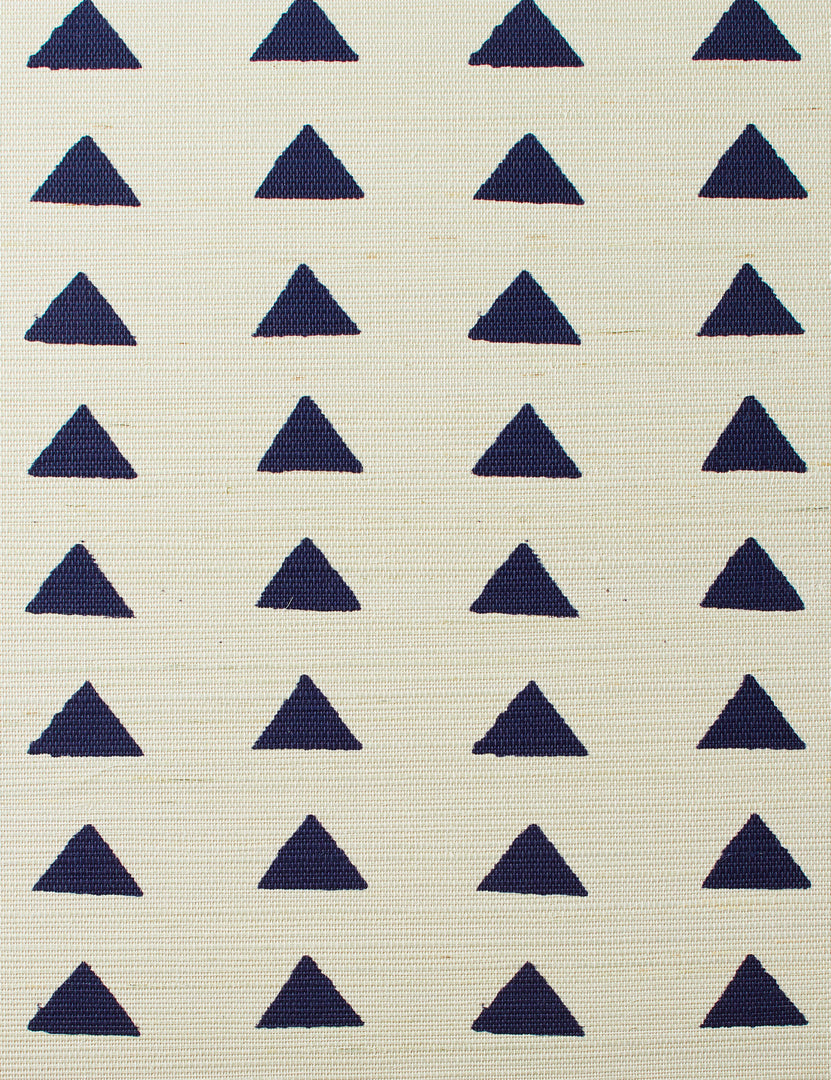 Triangles Grasscloth Wallpaper By Nathan Turner, Navy Swatch