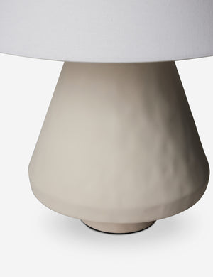 Close up of the base of the Vincente sculptural ceramic table lamp.