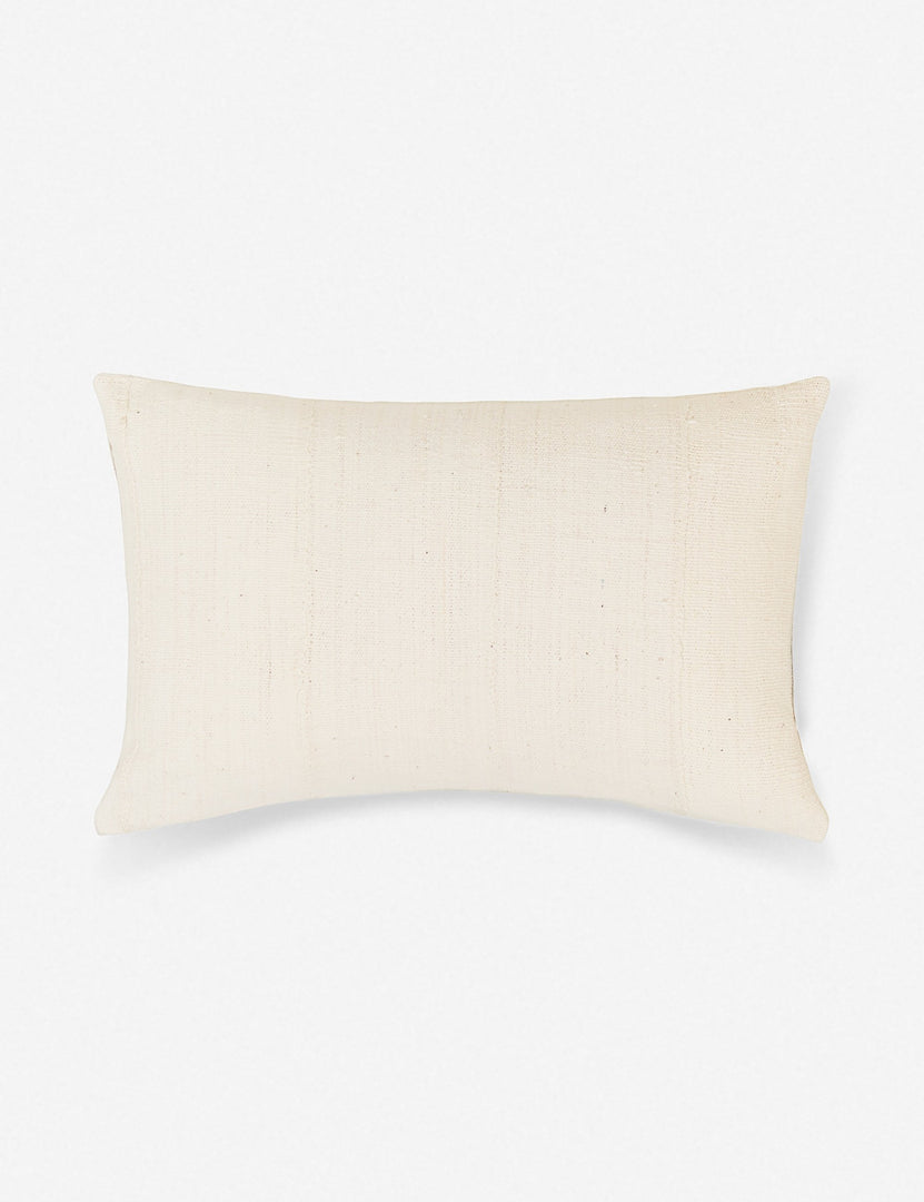 #size::14--x-22- | Norala solid white handmade lumbar throw pillow with a hidden zipper and natural linen backing