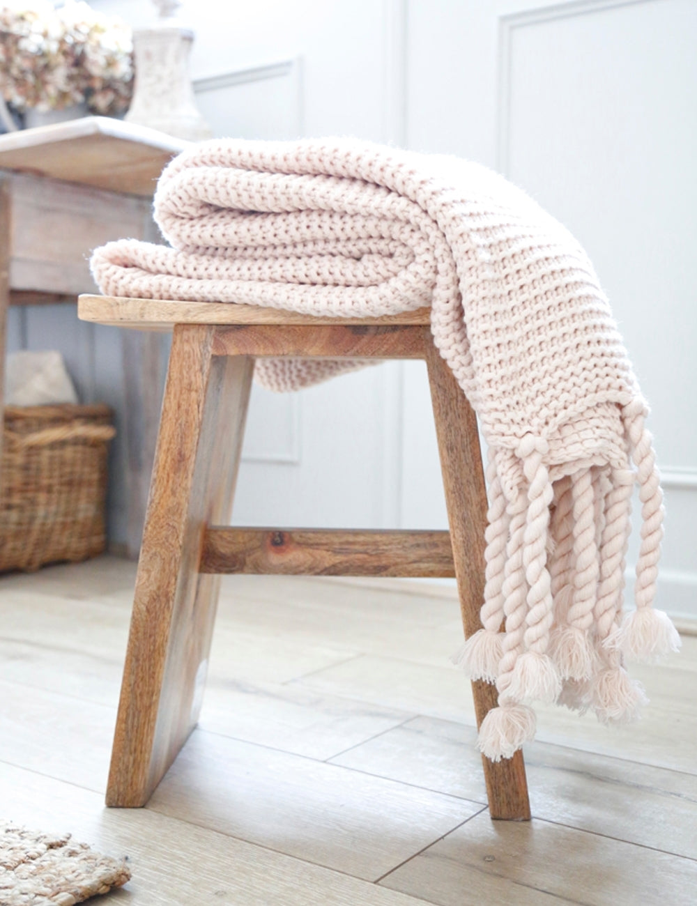 Blush knitted online throw